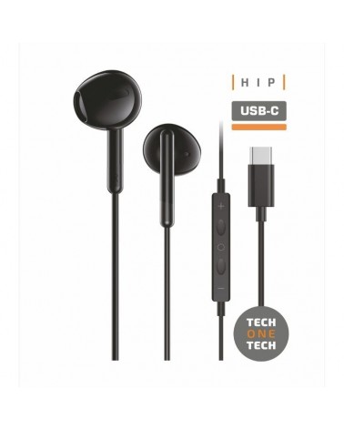 Auriculares intrauditivos tech one tech eartech tec1302/ con micrófono/ usb tipo-c/ negros