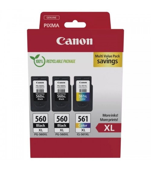 Cartucho de tinta original canon pg-560xl + cl-561xl multipack alta capacidad/ 2x negro/ tricolor