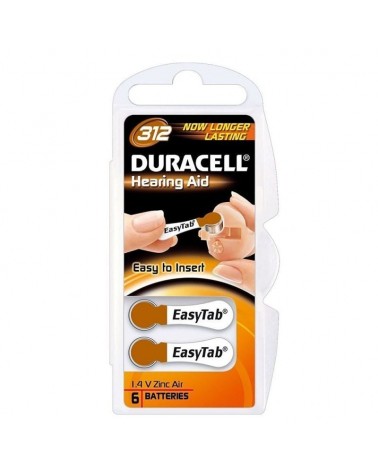 Pack 6 pilas para audífono duracell da312/ 1.6v