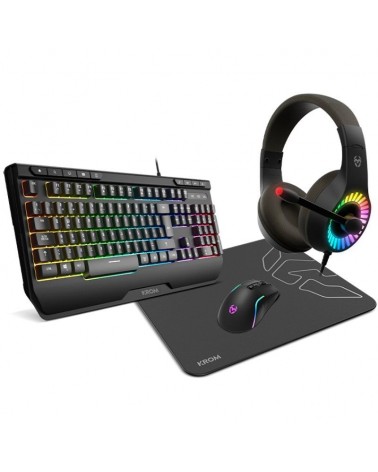 Pack gaming krom kenya/ teclado rgb + ratón óptico + alfombrilla + auriculares