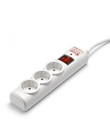 Regleta con interruptor salicru sps safe 3/ 3 tomas de corriente/ cable 1.5m/ blanca