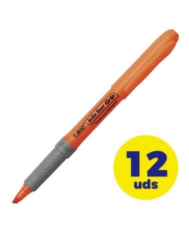Caja de marcadores fluorescentes bic brite liner grip/ 12 unidades/ naranjas