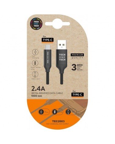 Cable usb 2.0 tech one tech tec2003/ usb tipo-c macho - usb macho/ 1m/ negro