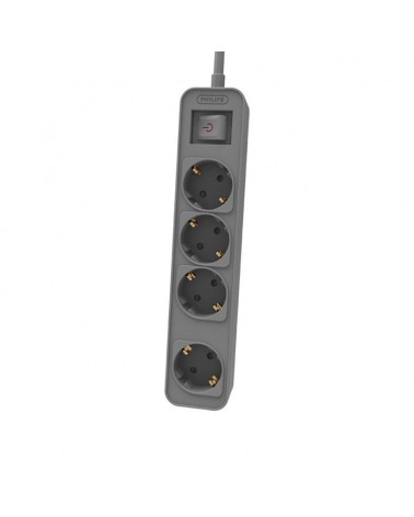 Regleta con interruptor philips chp2144g/62/ 4 tomas de corriente/ cable 1.5m/ gris