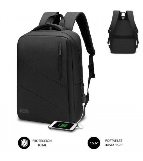 Mochila subblim city backpack para portátiles hasta 15.6'/ puerto usb/ negra