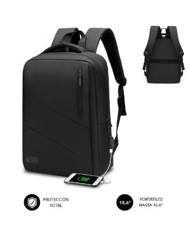 Mochila subblim city backpack para portátiles hasta 15.6'/ puerto usb/ negra