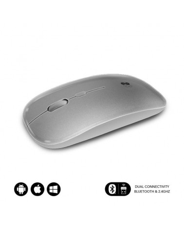 Ratón inalámbrico por bluetooth subblim dual flat/ batería recargable/ hasta 1600 dpi/ plata
