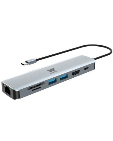 Docking usb tipo-c woxter pe26-181/ 1xhdmi/ 2xusb/ 1xlector de tarjetas/ 1xrj45/ 1xmicrousb/ gris