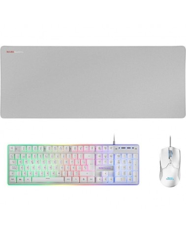 Pack gaming mars gaming mcpx/ teclado h-mech  + ratón óptico + alfombrilla/ blanco