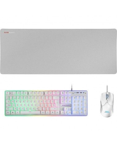 Pack gaming mars gaming mcpx/ teclado h-mech  + ratón óptico + alfombrilla/ blanco
