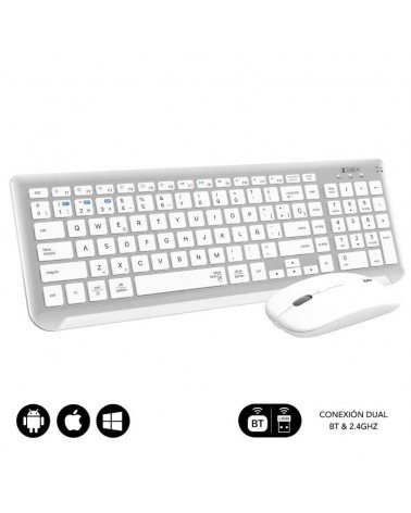 Teclado y ratón inalámbrico subblim combo dual prestige extendido/ blanco y plata