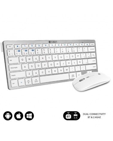 Teclado y ratón inalámbrico subblim oco010 combo multidispositivo compacto/ plata