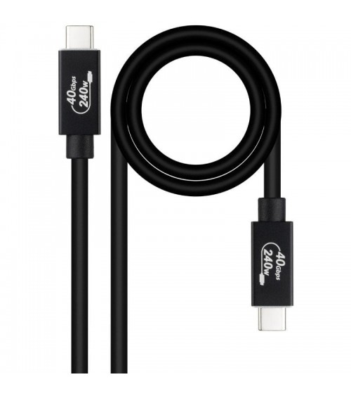 Cable usb 4.0 nanocable 10.01.5002/ usb tipo-c macho - usb tipo-c macho/ hasta 240w/ 40gbps/ 1.8m/ negro
