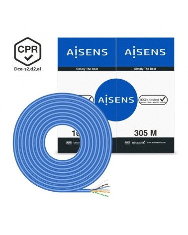 Bobina de cable rj45 utp awg24 lszh cpr dca aisens a135-0663 cat.6/ 305m/ azul