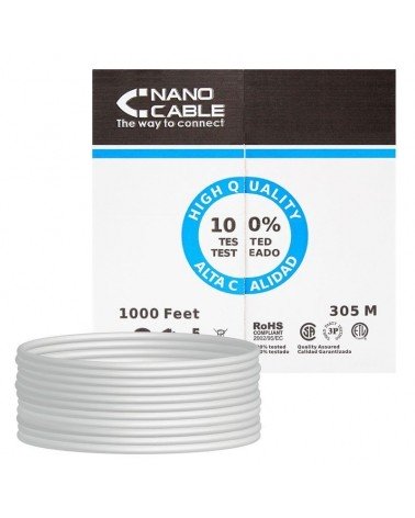 Bobina de cable rj45 utp nanocable 10.20.0504 cat.6/ 305m/ gris