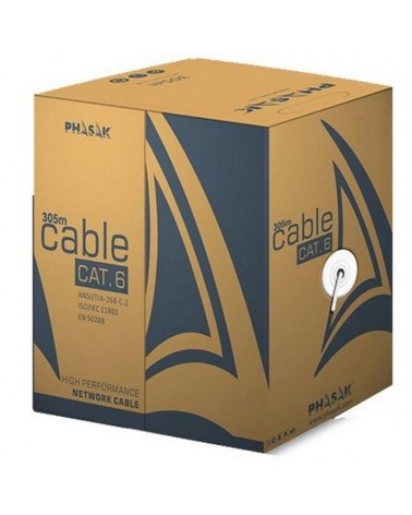 Bobina de cable rj45 utp phasak phr 6301 cat.6/ 305m/ gris