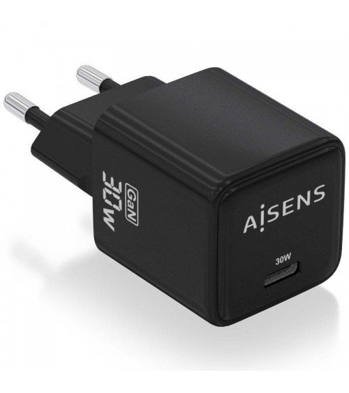 Cargador gan de pared aisens asch-30w1p036-bk/ 1xusb tipo-c/ 30w