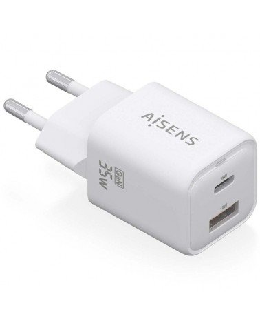 Cargador gan de pared aisens asch-35w2p024-w/ 1xusb tipo-c/ 1xusb/ 35w