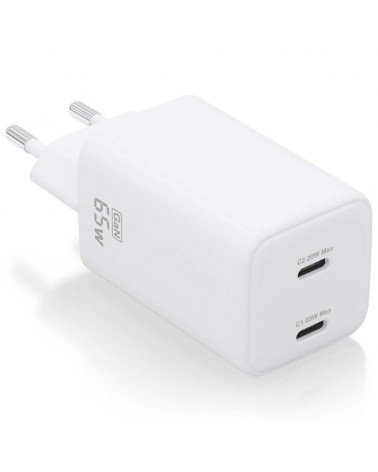 Cargador gan de pared aisens asch-65w2p039-w/ 2xusb tipo-c/ 65w