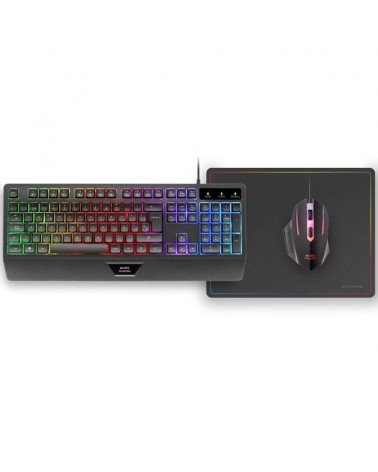 Pack gaming mars gaming mcp124/ teclado h-mech  + ratón óptico + alfombrilla/ negro