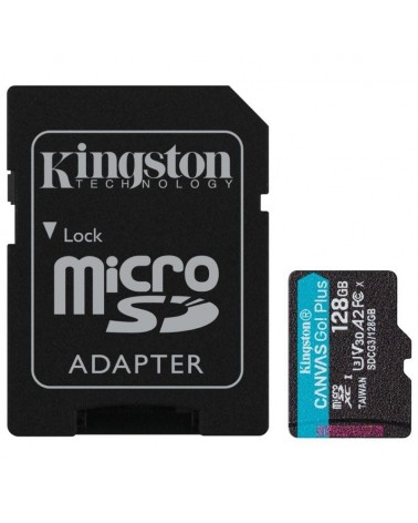 Tarjeta de memoria kingston canvas go! plus 128gb microsd xc con adaptador/ clase 10/ 170mbs
