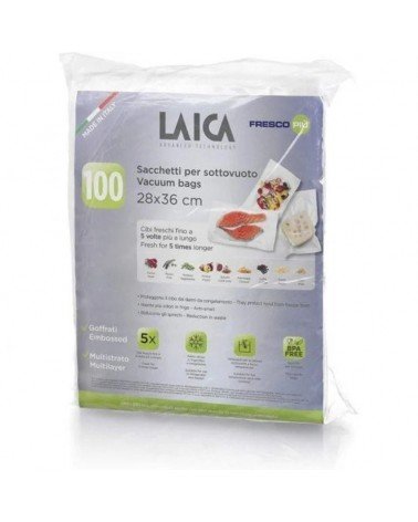 Bolsa para envasar al vacío laica vt3512/ 28 x 36cm/ 100 bolsas