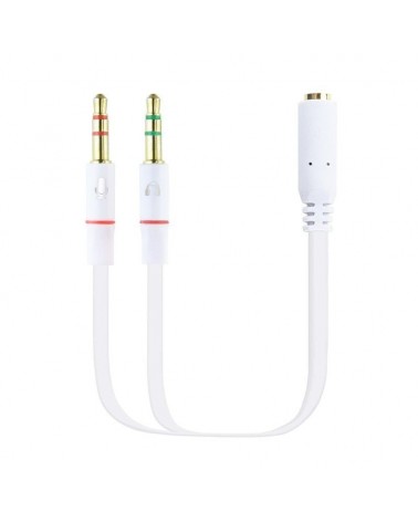 Adaptador nanocable 10.24.1203/ jack 3.5 hembra - 2x jack 3.5 macho/ 20cm/ blanco