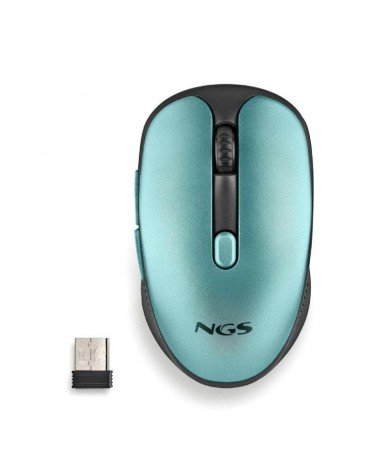 Ratón inalámbrico ngs evo rust/ batería recargable/ hasta 1600 dpi/ verde agua
