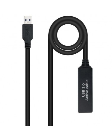 Cable alargador amplificador usb 3.0 nanocable 10.01.0312/ usb macho - usb hembra/ 10m/ negro