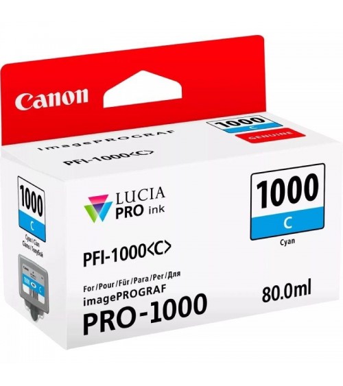 Cartucho de tinta original canon pfi-1000c/ cian
