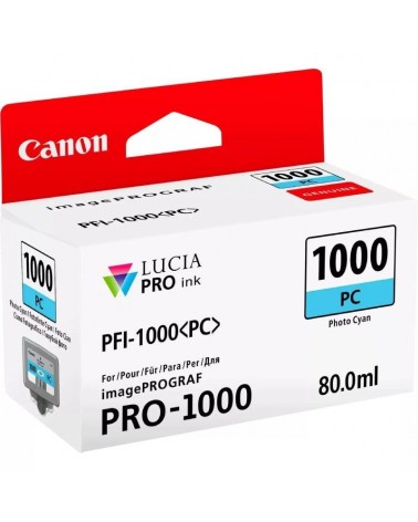 Cartucho de tinta original canon pfi-1000pc/ cian foto