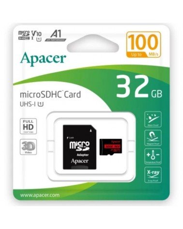 Tarjeta de memoria apacer 32gb microsd hc uhs 1 con adaptador/ clase 10/ 100mbs