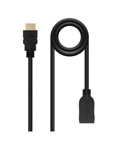 Cable alargador hdmi nanocable 10.15.1011/ hdmi macho - hdmi hembra/ 1m/ negro