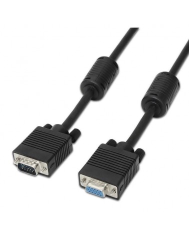 Cable alargador svga aisens a113-0078/ vga macho - vga hembra/ hasta 3w/ 10mbps/ 1.8m/ negro