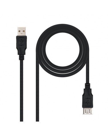 Cable alargador usb 2.0 nanocable 10.01.0202-bk/ usb macho - usb hembra/ 1m/ negro