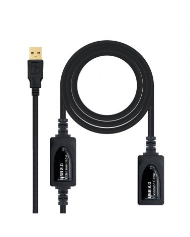 Cable alargador usb 2.0 nanocable 10.01.0212/ usb macho - usb hembra/ 10m/ negro