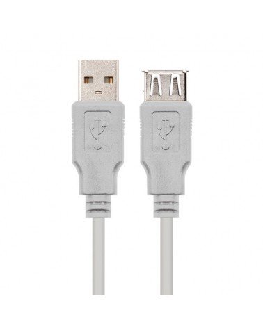Cable alargador usb 2.0 nanocable 10.01.203/ usb macho - usb hembra/ 1.8m/ beige