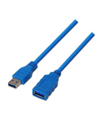 Cable alargador usb 3.0 aisens a105-0046/ usb macho - usb hembra/ hasta 9w/ 625mbps/ 2m/ azul