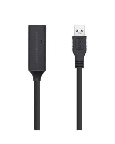 Cable alargador usb 3.0 con amplificador aisens a105-0407/ usb macho - usb hembra/ hasta 9w/ 625mbps/ 5m/ negro