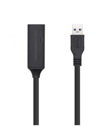 Cable alargador usb 3.0 con amplificador aisens a105-0408/ usb macho - usb hembra/ hasta 9w/ 625mbps/ 10m/ negro
