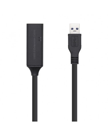 Cable alargador usb 3.0 con amplificador aisens a105-0409/ usb macho - usb hembra/ hasta 9w/ 625mbps/ 15m/ negro