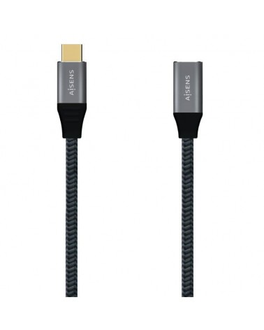 Cable alargador usb 3.2 tipo-c aisens a107-0635 20gbps 5a 100w/ usb tipo-c macho - usb tipo-c hembra/ hasta 100w/ 2500mbps/ 1m/