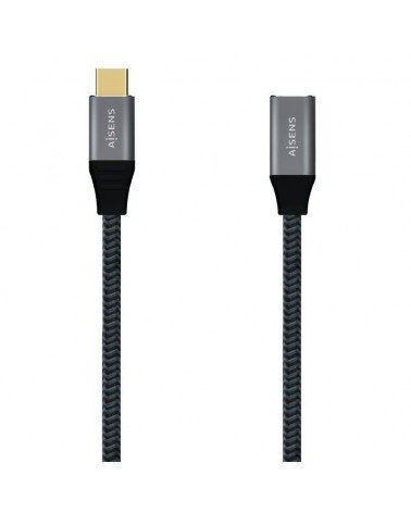 Cable alargador usb 3.2 tipo-c aisens a107-0635 20gbps 5a 100w/ usb tipo-c macho - usb tipo-c hembra/ hasta 100w/ 2500mbps/ 1m/