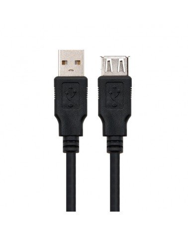 Cable alargador usb nanocable 10.01.0204-bk/ usb macho - usb hembra/ 3m/ negro