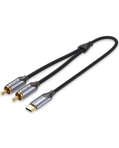 Cable conversor vention bguhi/ 2x rca macho - usb tipo-c macho/ 3m/ gris
