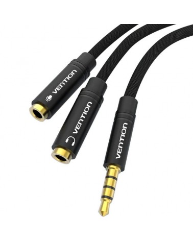 Cable estéreo vention bbmby/ jack 3.5 macho - 2x jack 2.5 hembra/ 30cm/ negro