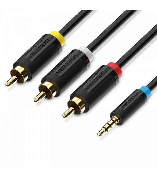 Cable estéreo vention bccbg/ jack 2.5 macho - 3x rca macho/ 1.5m/ negro