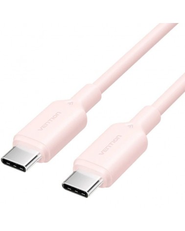 Cable usb 2.0 tipo-c 3a vention trcpf/ usb tipo-c macho - usb tipo-c macho/ hasta 60w/ 480mbps/ 1m/ rosa