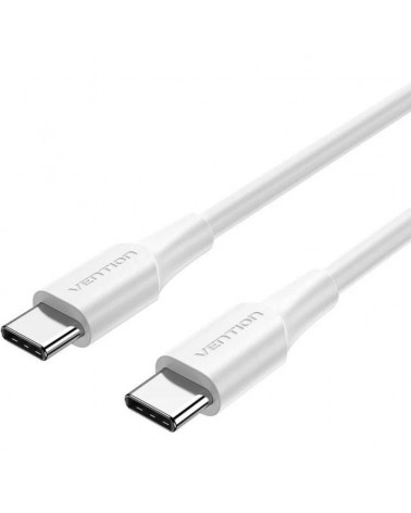 Cable usb 2.0 tipo-c 3a vention trcwf/ usb tipo-c macho - usb tipo-c macho/ hasta 60w/ 480mbps/ 1m/ blanco
