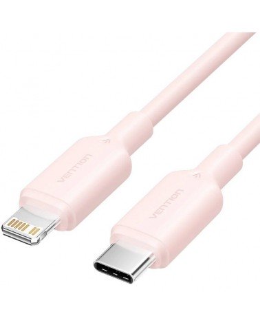 Cable usb 2.0 tipo-c lightning vention lakpf/ usb tipo-c macho - lightning macho/ hasta 27w/ 480mbps/ 1m/ rosa